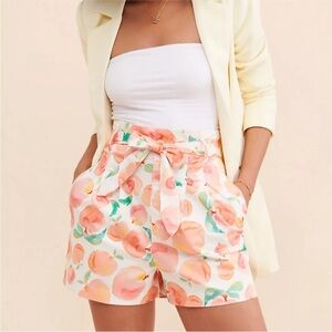 HUTCH High-Rise Peach Print Shorts